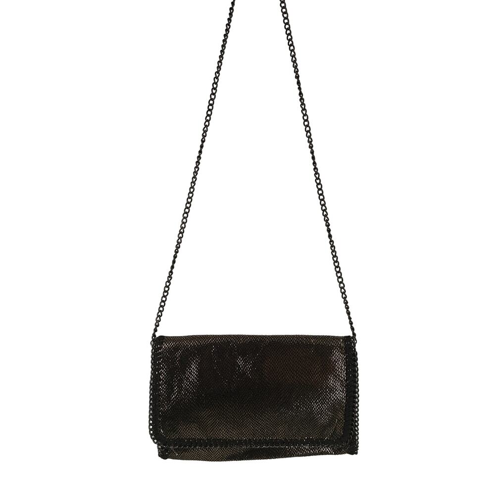 Urban Expressions Black Metallic Silver Chain Crossbody Purse NWT